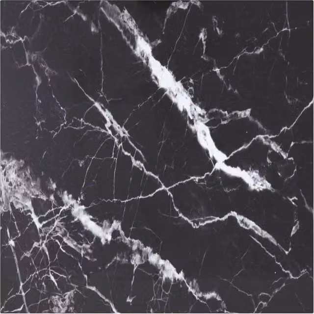 Berkfield Home Black Marble Design Tempered Glass Table Top, W/D: 60 x 60 cm, Thickness: 0.6 cm – 1