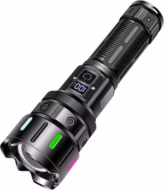 FLAVORA USB Rechargeable Super Bright LED Torch Lamp in Black