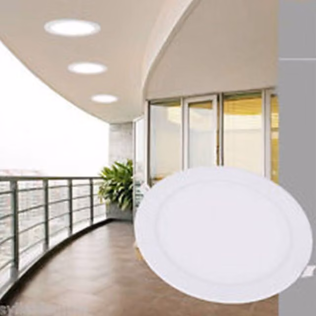 ENER-J 24W Recessed Round LED Mini Panel, 6000K Cool White, Diameter: 28 cm, Pack of 4, White