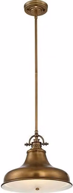 Netlighting Emery 1 Light Dome Ceiling Pendant in Yellow and Gold/Brass with E27 Socket