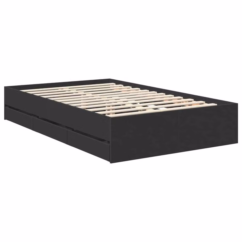 Berkfield Home Modern Bed Frame with Drawers in Black, W/D/H: 120 x 190 cm, Engineered Wood – 3