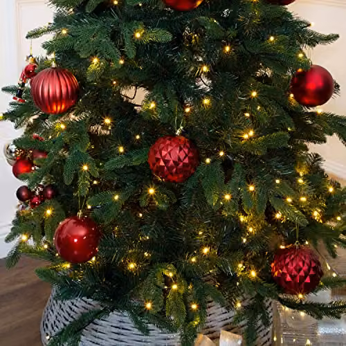 The Christmas Workshop Set of 12 Shatterproof Textured Red Plastic Baubles with Hanging Strings – 4