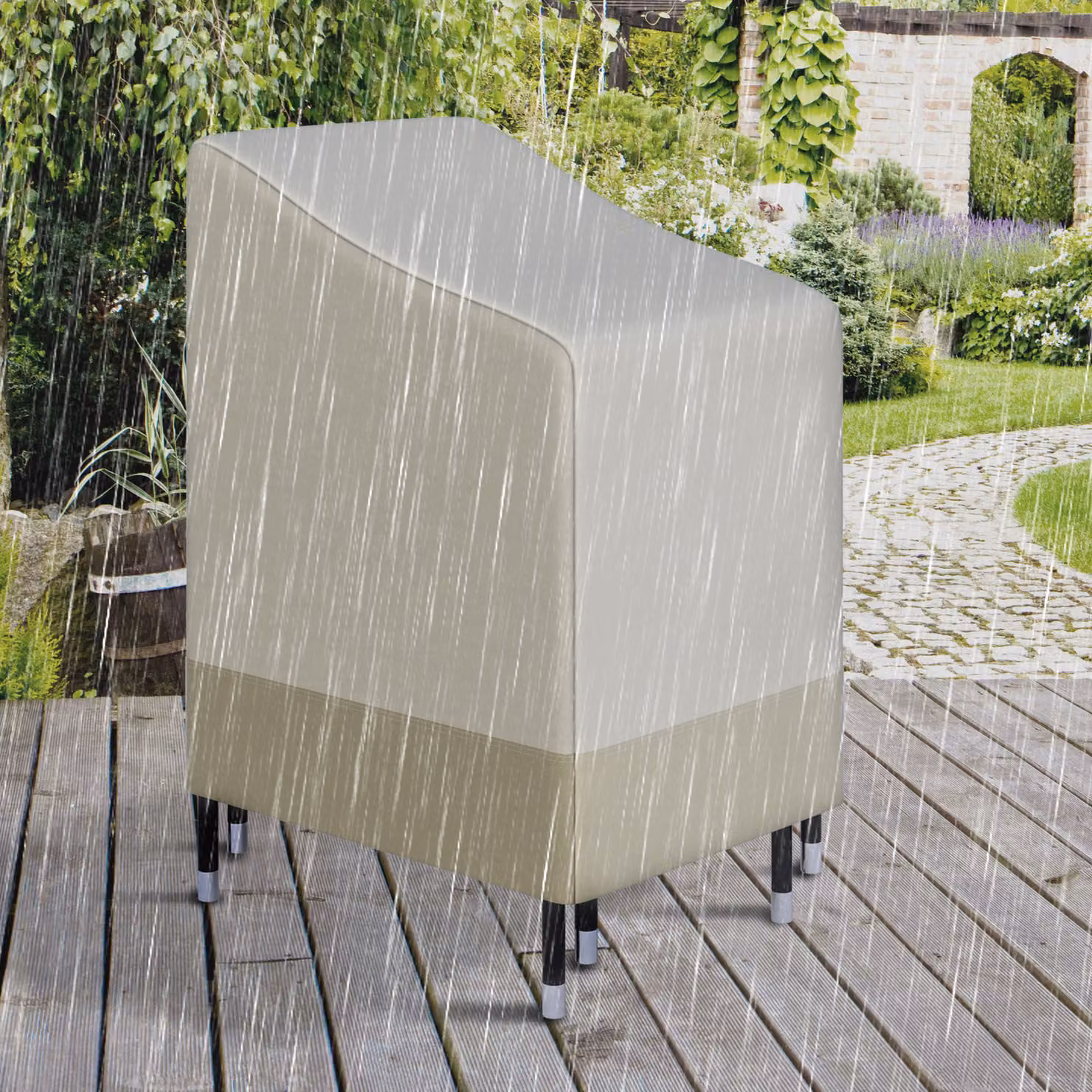 Outsunny Weatherproof Furniture Shield Beige 600D Oxford Fabric Protector for Rattan Armchairs, W/D/H: 70 x 90 x 115 cm – 2