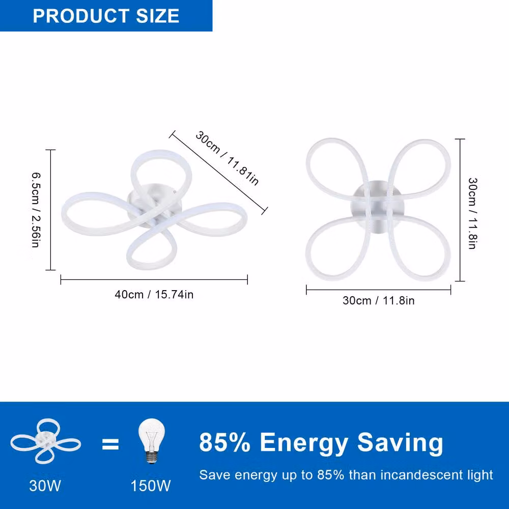 Pheashine White Flower LED Ceiling Light, 28W, 6500K, Aluminium and Acrylic, Diameter: 39.5 cm – 2