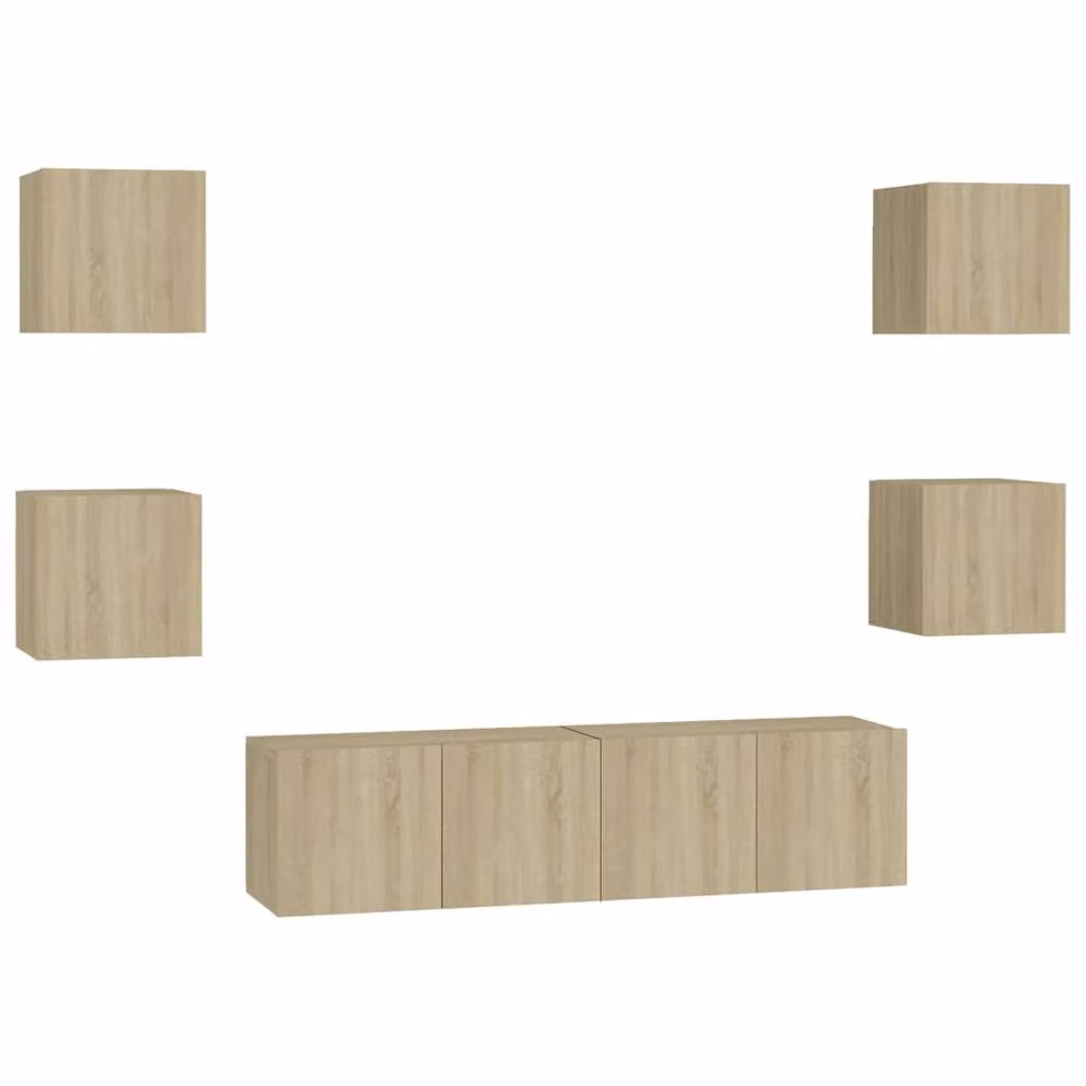 Berkfield Home 6 Piece Sonoma Oak TV Cabinet Set in Light Brown, W/D/H: 180 x 45 x 50 cm – 2