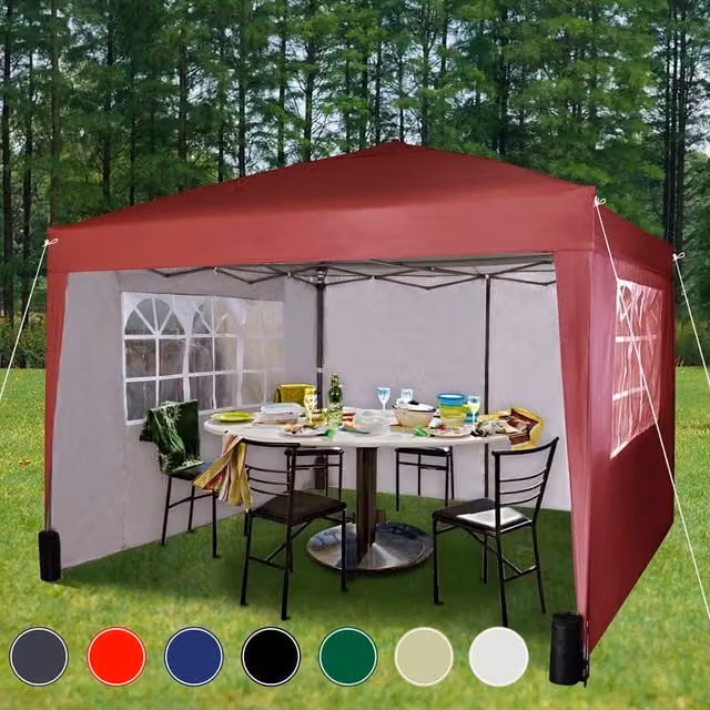 MCC Direct Red Pop Up Gazebo with Removable Sides and Storage Bag, W/D/H: 300 x 300 x 255 cm – 1