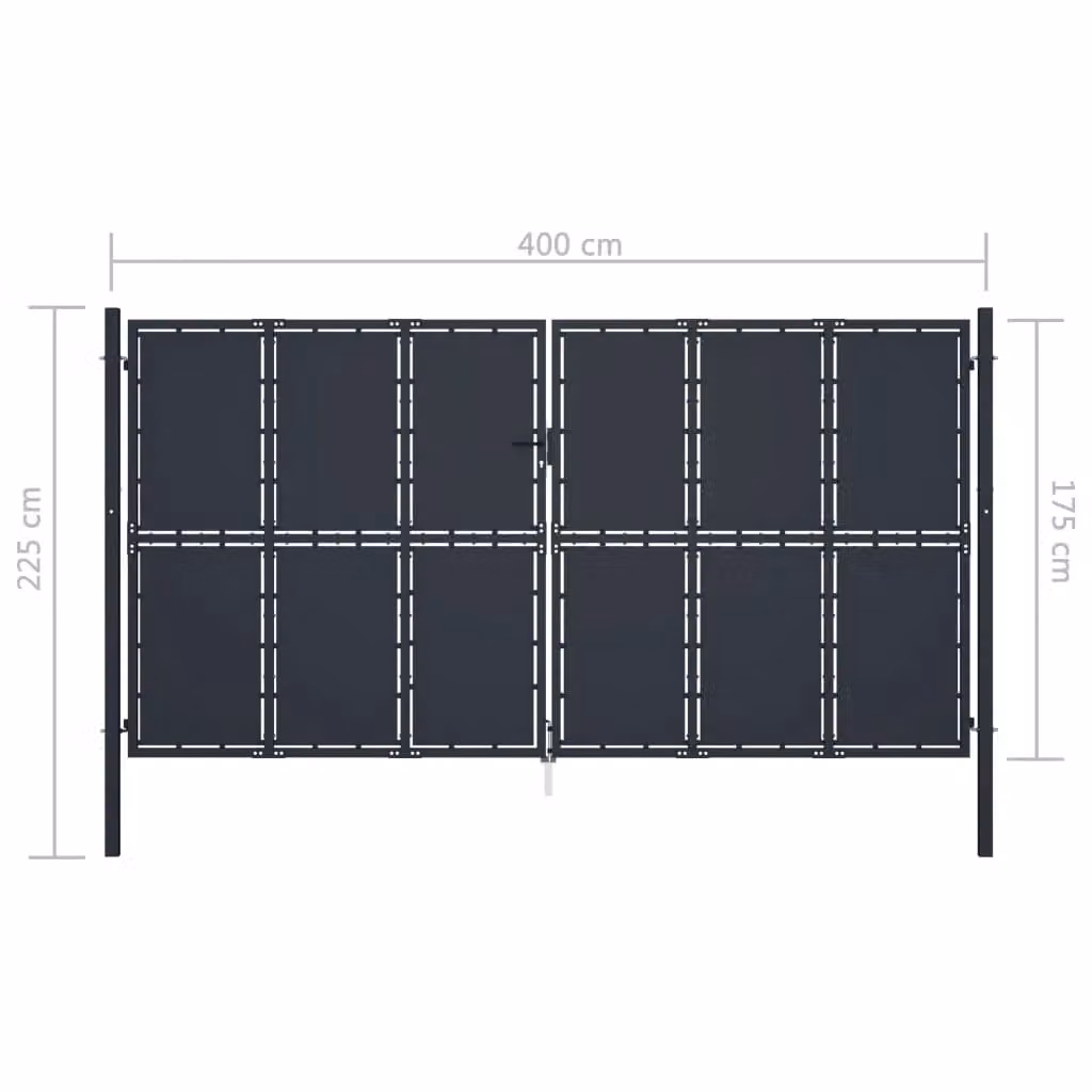 Berkfield Home Anthracite Steel Swing Garden Gate, W: 400 cm, H: 175 cm – 4