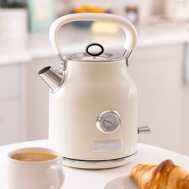 Charles Bentley Stainless Steel Kettle with Auto Shut-off, 1.7 l, Cream