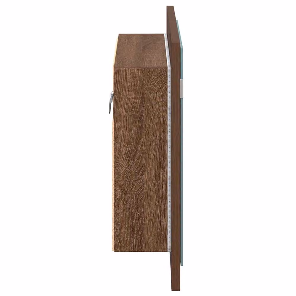 Berkfield Home LED Mirror Cabinet in Brown Oak, W: 60 cm, D: 12 cm, H: 45 cm – 6