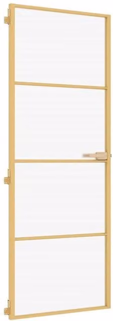 Berkfield Home Slim Interior Door in Gold with Tempered Glass and Aluminium, W: 76 cm, H: 201.5 cm