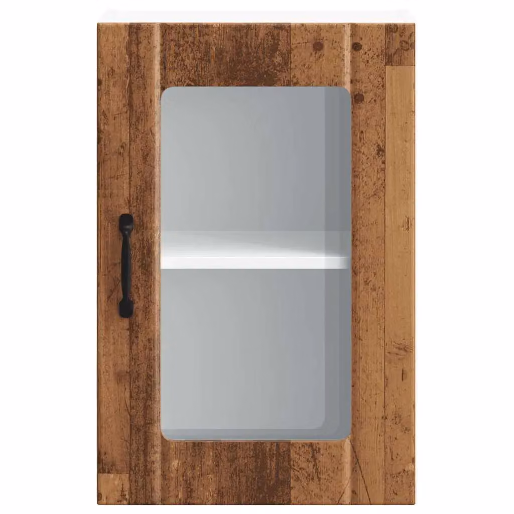 Berkfield Home Lucca Kitchen Wall Cabinet with Glass Doors in Brown Old Wood – 4