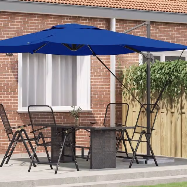 Berkfield Home Roma Cantilever Parasol in Azure Blue, Aluminium, W/D/H: 286 x 285 x 265 cm – 1