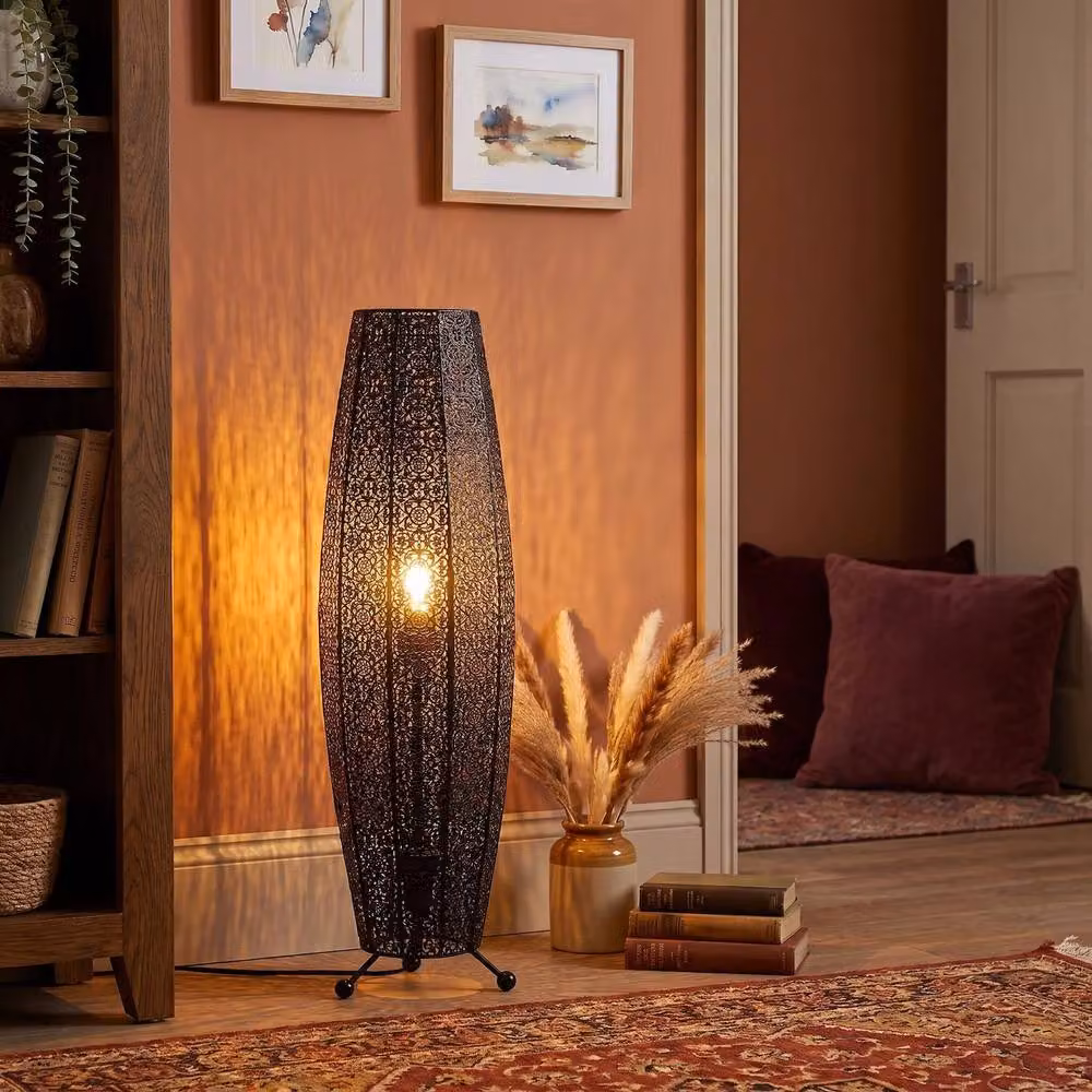 Happy Homewares Moroccan Metal Floor Lamp in Black – 6