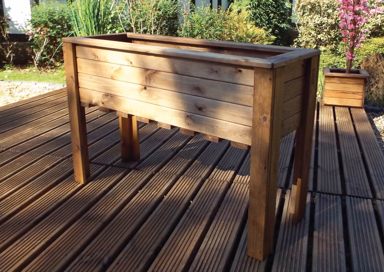 Samuel Alexander Brown Rustic Wooden Raised Flower Bed Planter for Vegetable, Herb or Ornamental Gardens, W/D/H: 109 x 41 x 41 cm – 4