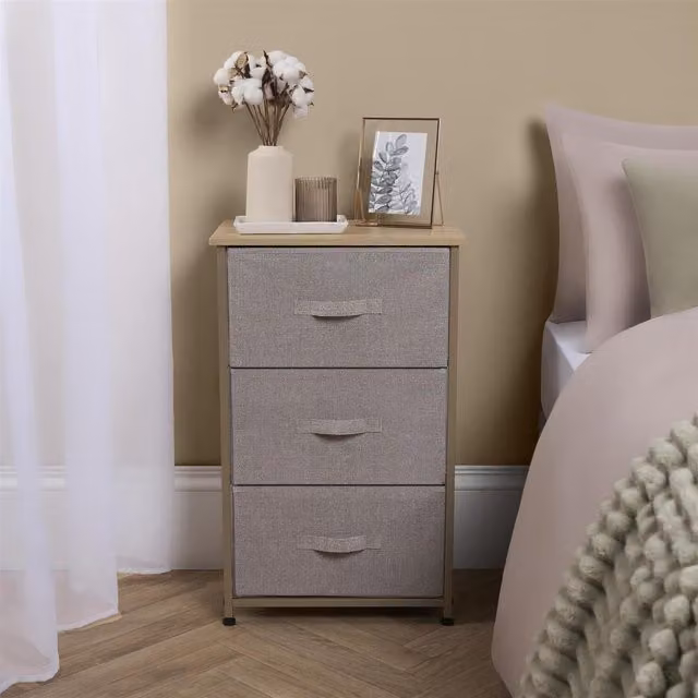 OHS Brooklyn Freestanding Fabric Drawer Cabinet in Beige