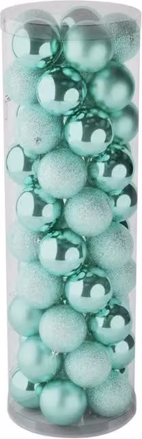 KDMD 48 Mint Green Christmas Baubles in Matt, Shiny and Glitter Finish, Diameter: 10 cm