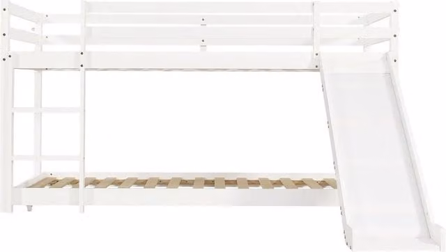 FORGEVIO White Lacquered Solid Pine Wood Single Bunk Bed for Children, W/D/H: 90 x 190 cm – 1