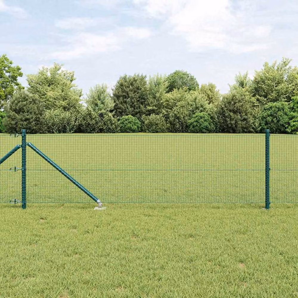 Berkfield Home Green Steel Welded Wire Fence with 13 Spike Posts, W: 0.4 m, L: 25 m – 2
