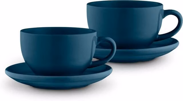 Barbary and Oaks Nattura Americano Ceramic Coffee Cup and Saucer Set in Green and Blue, 350 ml