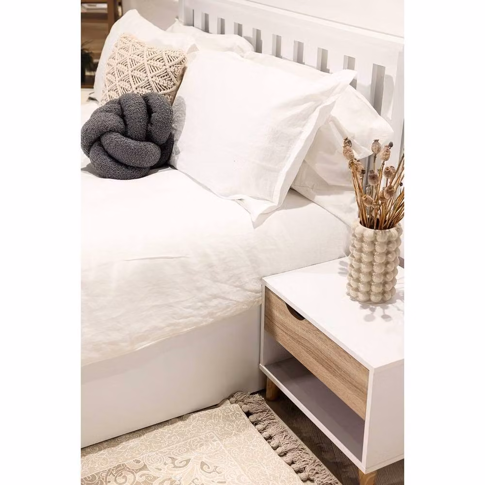 Lemon Pavilion Furniture Stockholm 1 Drawer Bedside Cabinet, Oak and White, W: 50 cm, D: 39 cm, H: 40 cm – 3