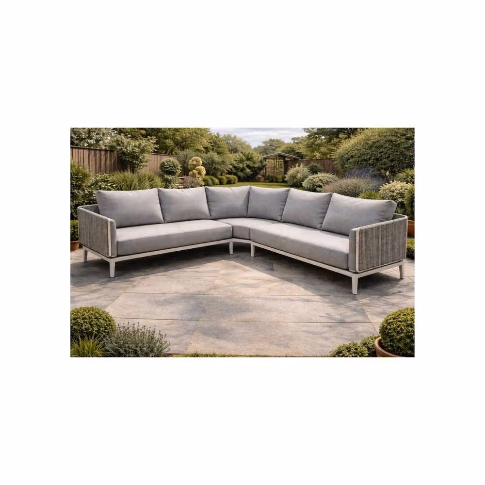 Glendale Garden & Leisure Ltd Sienna L-Shaped Corner Sofa Set in Grey Rattan – 2