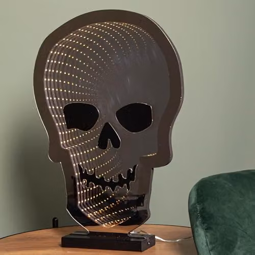 Samuel ALEXANDER White Light Up Halloween Skull Infinity Tabletop Decoration with Warm White LEDs, Height: 40 cm – 3