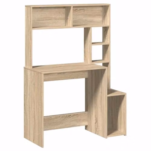 vidaXL Writing Desk with Shelves in Brown Engineered Wood W/D/H: 100 x 45 x 140 cm