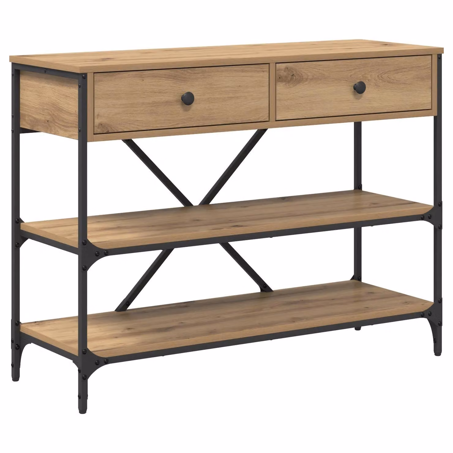 Berkfield Home Artisan Oak Console Table in Brown and Black, W/D/H: 100 x 34.5 x 75 cm – 2