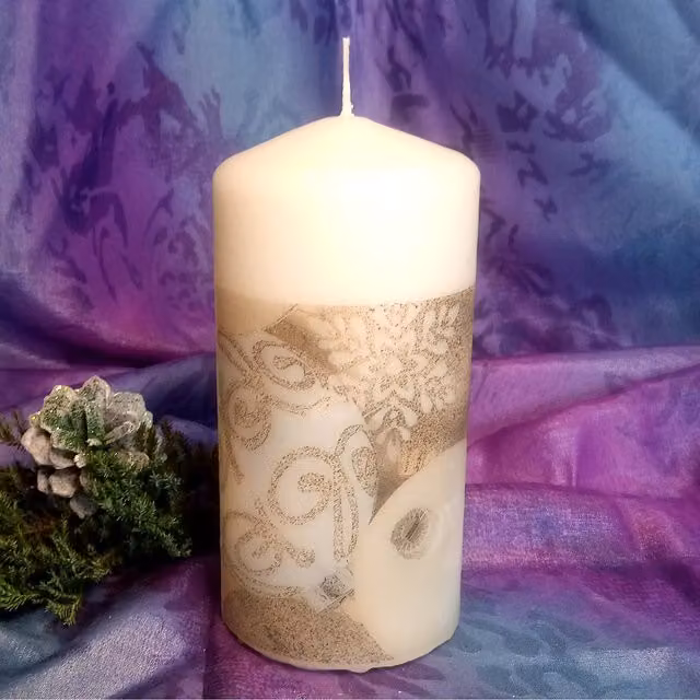 Viki Christmas Pillar Candle in White