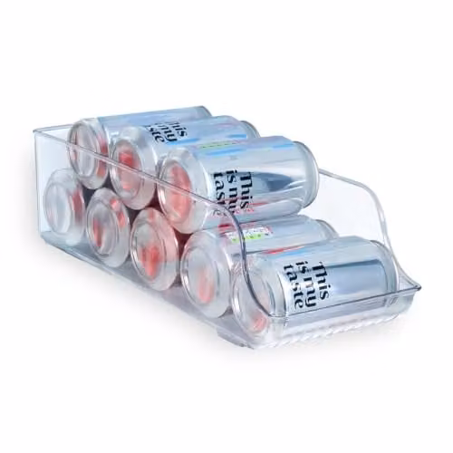 OHS Stackable Fridge Can Dispenser and Drink Organiser in Transparent Plastic, W: 34.0 cm, D: 10.0 cm, H: 4.42 cm