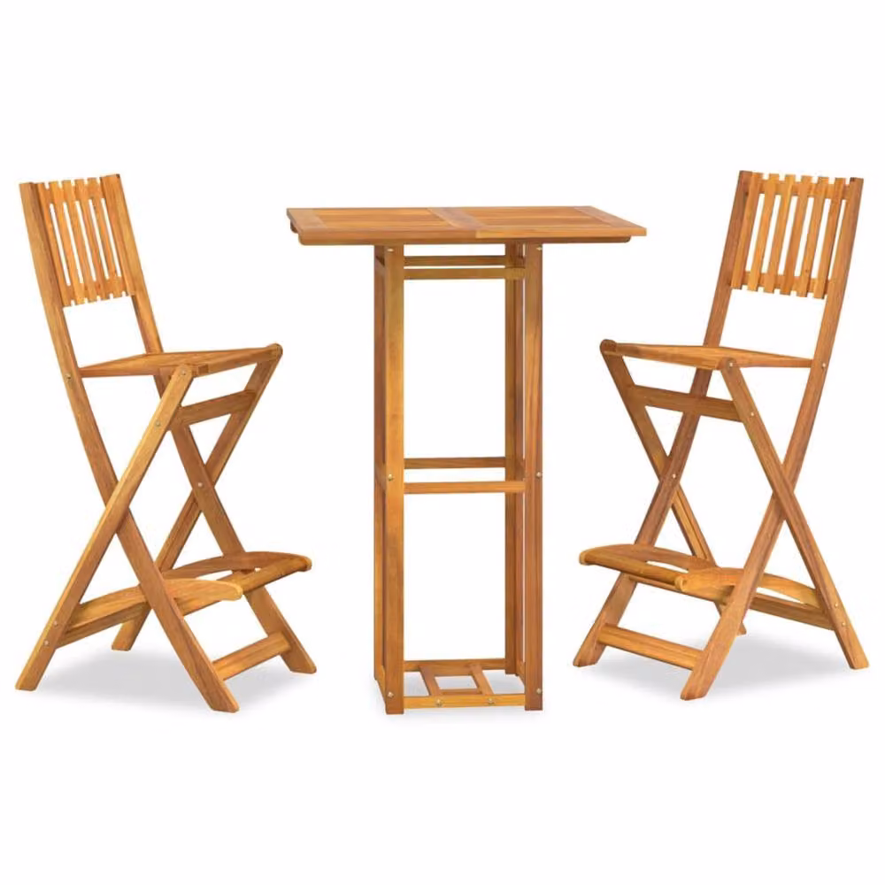 Berkfield Home 3 Piece Outdoor Bar Set in Brown Solid Acacia Wood – 2