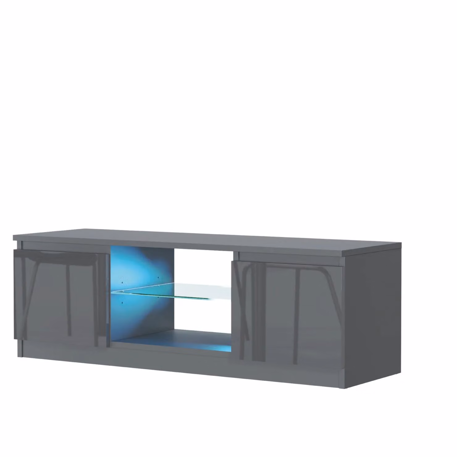 Mex Furniture LTD Modern Glossy TV Unit with LED Lighting in Dark Grey, W: 120 cm, D: 40 cm, H: 38 cm – 2