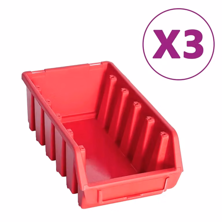Berkfield Home 34 Piece Wall Mountable Storage Bin Kit in Red and Black