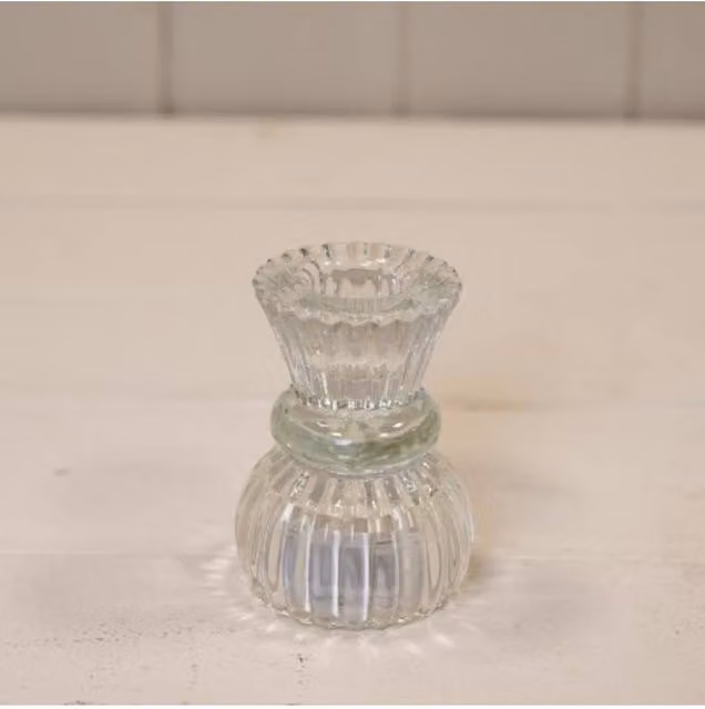 KDMD Clear Rustic Round Glass Two Way Tabletop Candle Holder