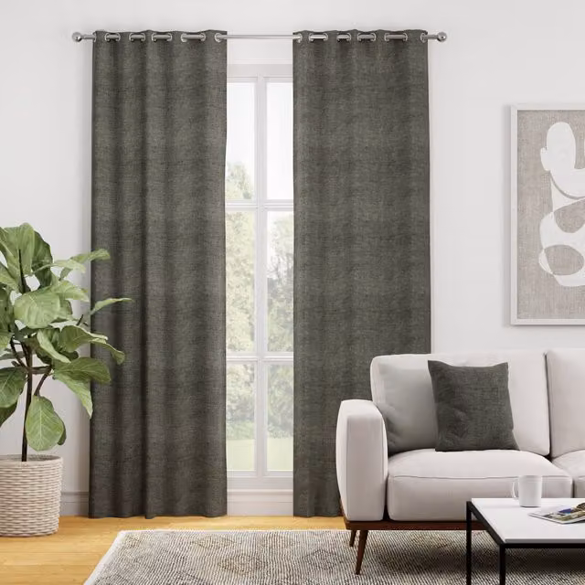 Luxuria Made to Measure Terrys Blackout Eyelet Curtain Panel in Grey and Silver Polyester