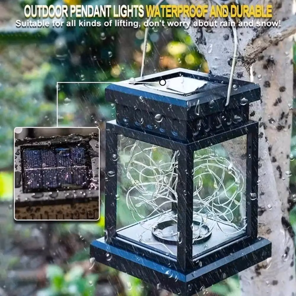 Kelvenix Solar Powered Hanging LED Lantern Lights in Black with Warm White Effect – 4