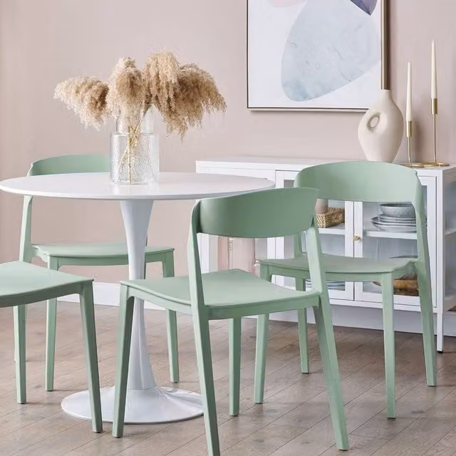 Wyld and Coco Set of 2 Mint Green Stackable Armless Dining Chairs