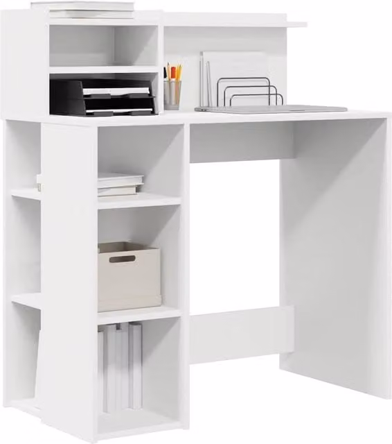 Berkfield Home White Writing Desk with Storage, W/D/H: 90 x 48 x 101.5 cm – 1