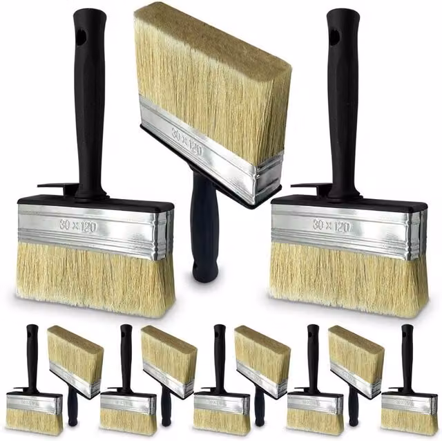 VOGREX 12-Pack Multipurpose 5 inch Wide Block Shed Fence Brushes in Black – 1