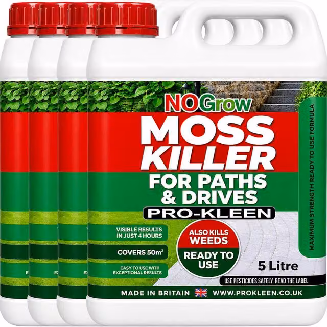 ProKleen NoGrow Moss Killer for Paths and Drives, 4 x 5L Pack, White – 1