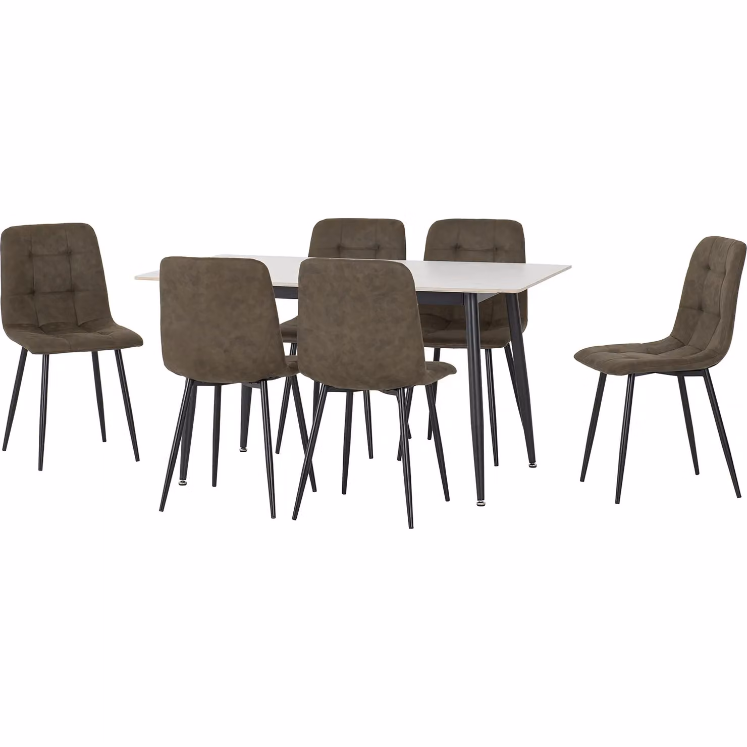 Seconique Fenton Modern Rectangular Dining Set with Marble Effect Table and 6 Chairs in Green and Grey – 2