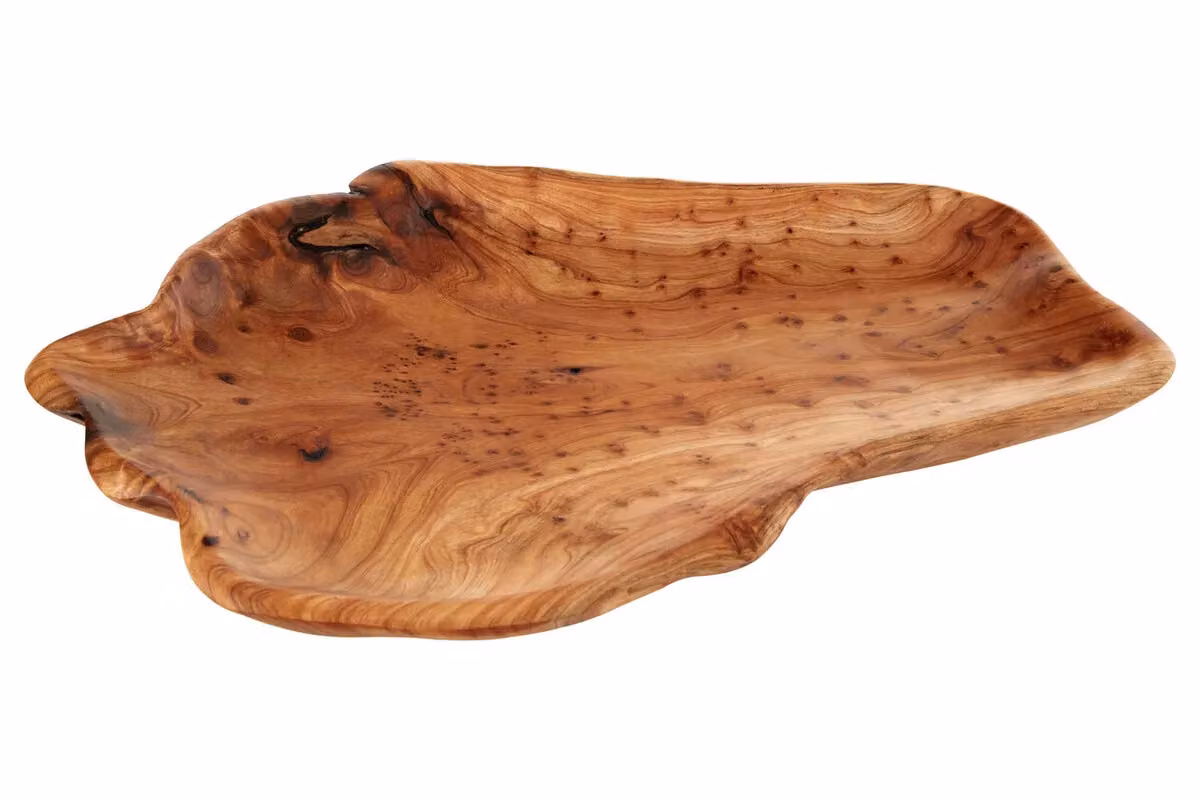 Orsina Natural Cedarwood Kora Serving Dish with Dotted Detail in Brown – 2