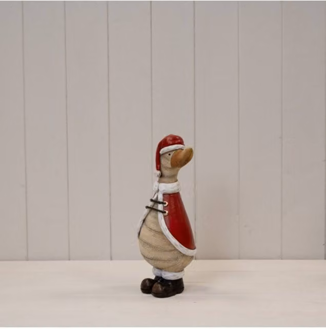 KDMD Polyresin Duck with Red Santa Hat Christmas Tabletop Decoration