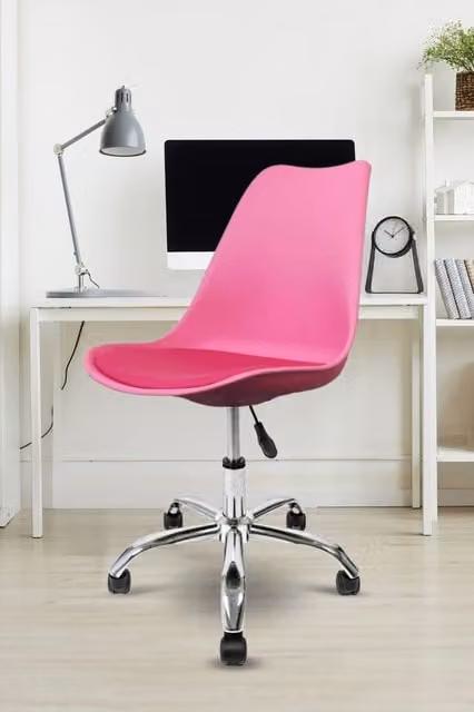 Fusion Living Soho Modern Plastic Dining Chair with Swivel Base in Pink
