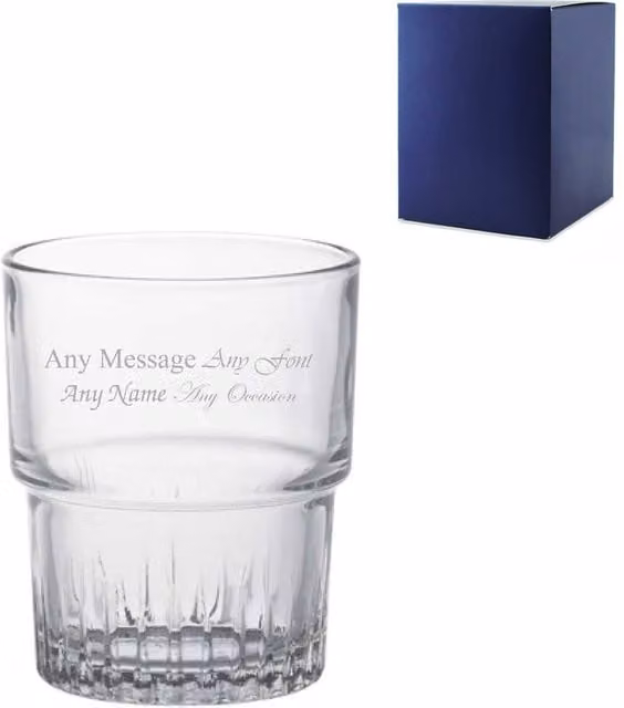 Uniqueful Personalised 160ml Crimped Stacking Glass Tumbler in Clear