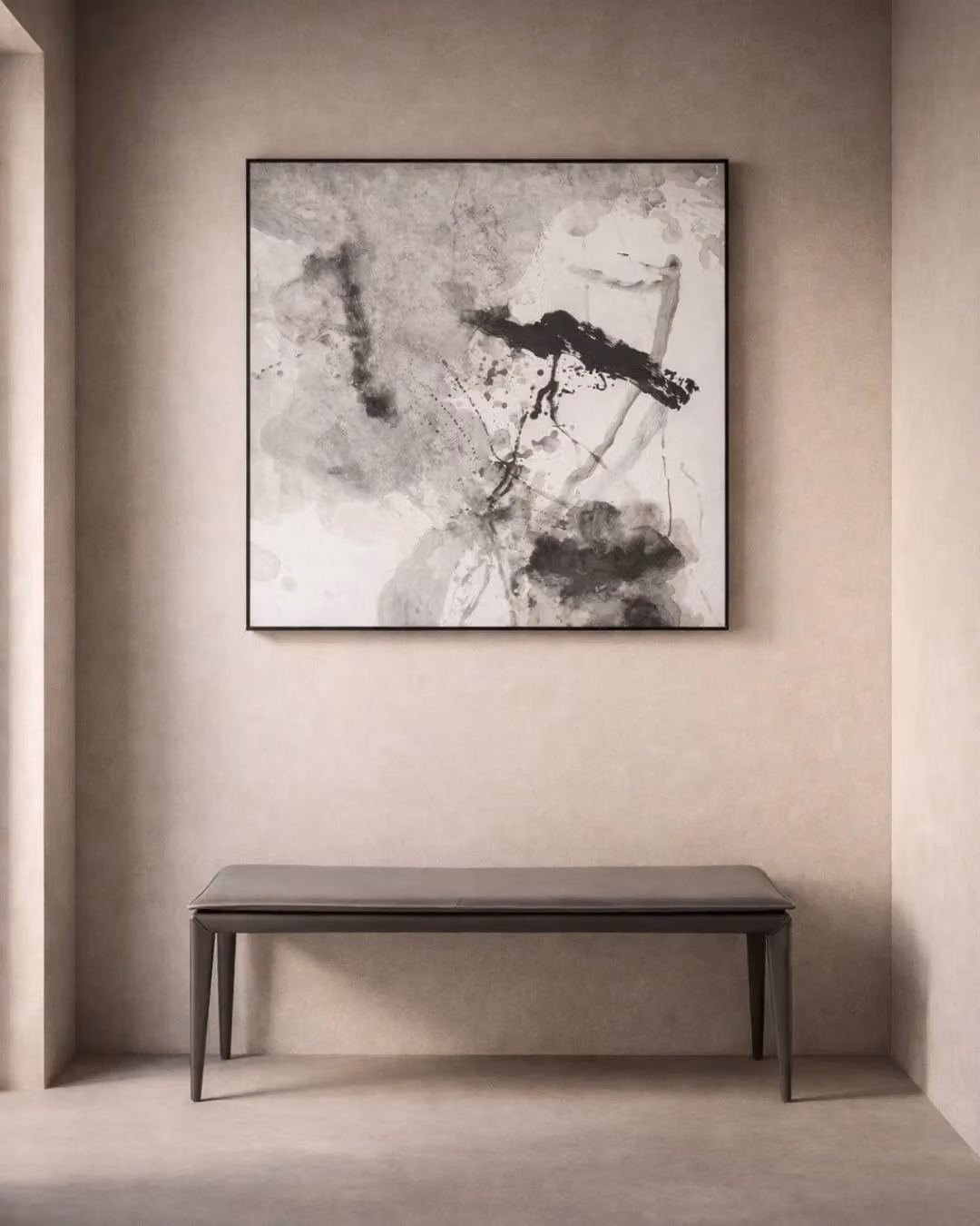 Tommy Franks Polack Abstract Canvas Wall Art in Black and Grey