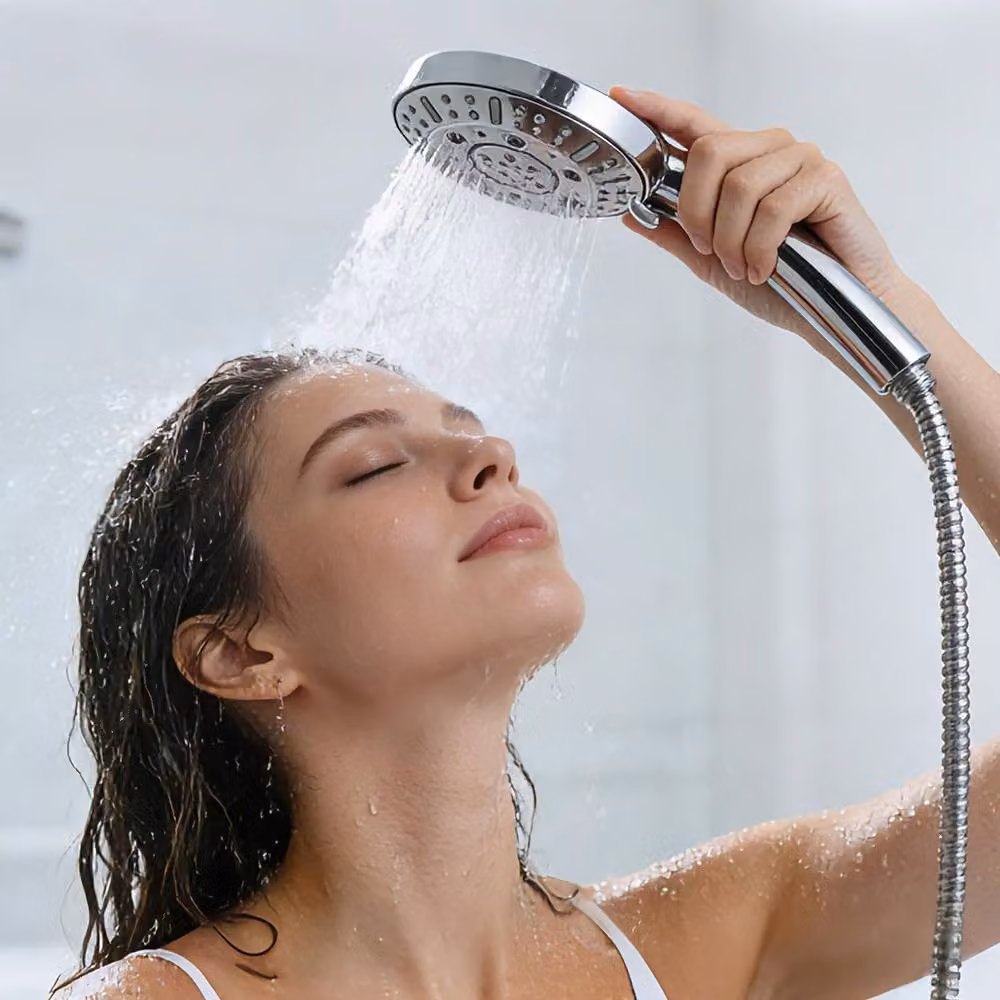 Resmo Silver Water Saving Handheld Shower Head with Filter, 8 Jet and Rain Settings, Round – 7