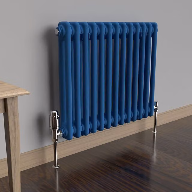 Lux Heat Horizontal 2 Column Steel Radiator in Galaxy Blue, W: 60.5 cm, H: 50 cm