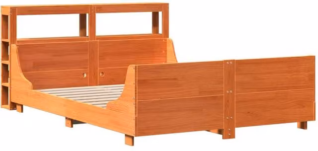 Berkfield Home Sleek King Size Bed Frame in Waxed Brown Solid Pine Wood, W/D/H: 150 x 200 cm – 1