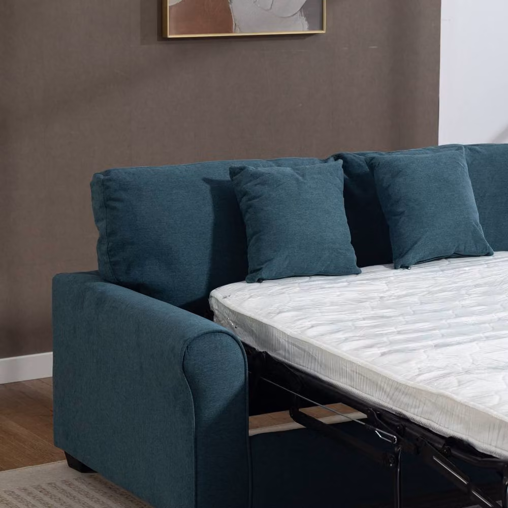 Artemis Home Lewiston 3 Seater Fabric Pull Out Sofabed in Petrol Blue – 4